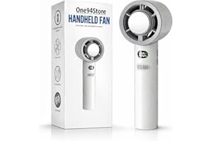 One94Store Portable Hand Fan | 1800mAh Rechargeable Battery | Digital Display | Touch Control | 3 Speed Modes with 150 speed dailing Button | Personal Cooling Fan for Home, Office & Travel - white