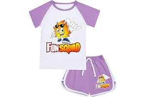 YORZMIN Fun Squad T Shirt Kids Merch Tee & Shorts 2 Pcs Short Sleeve Sportswear Activewear Tracksuits Loungewear Sets Jogging Suit Toddler Baby Boys Girls Gaming Gifts