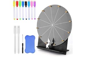 KQWVZ Glücksrad zum Drehen, 29 cm Hölzernes Glücksrad, Drehrad Glücksrad, Glücksrad Zum Selbstgestalten, Spinnings Prize Wheel mit Radiergummi und Markierstift für Lotteriespiele Wortspiele Karneval