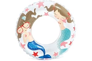 LGQHCE Enfants Natation Anneau, Sirène Gonflable Bouée Piscine Flotte Cercle Dessin Animé Natation Anneau pour Piscine Plage Fête, Bouée Piscine D'Été Eau Jouet Photo Accessoires