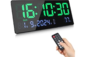 Fuloon Digital väggklocka, 15,5 tum stor LED-väggklocka digital, kalender väggklockor med sekunder, temperatur, datum, vecka