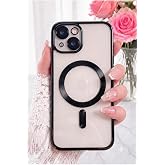 Lavderuar iPhone 15 Kılıf Kamera Lens Korumalı Manyetik Şarj Kilifi Şeffaf Renkli Yumuşak Kapak Siyah