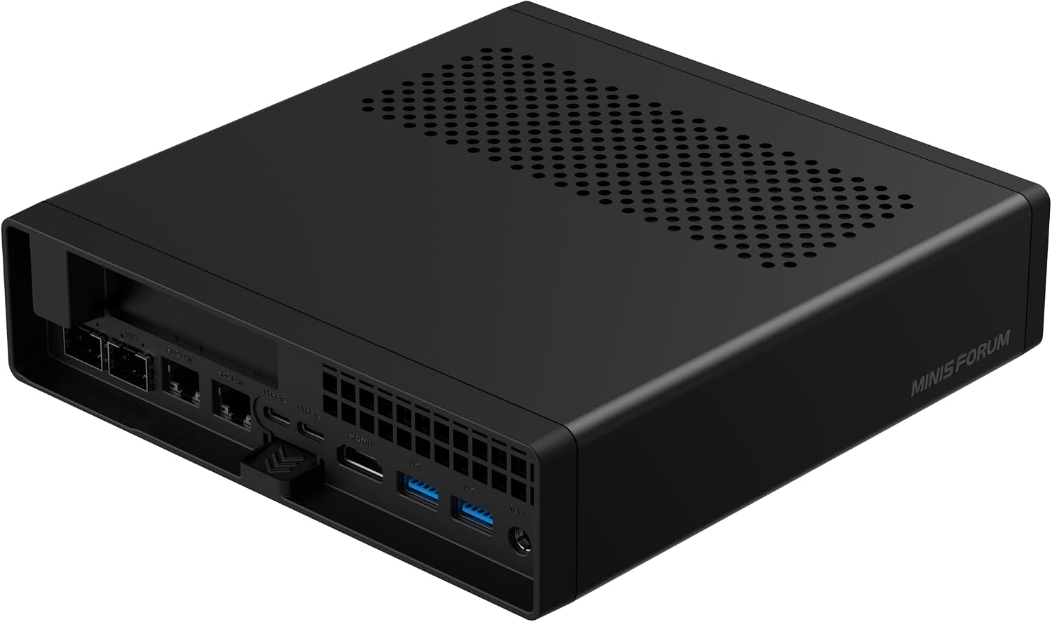 MINISFORUM AMD Ryzen 9 8945HX Barebone with MS-A2 Mini PC (16C/32T, up to 5.4GHz),PCIe×16, HDMI/2x USB-C (8K@60Hz), 2X SFP+ 10G, 2X 2.5G LAN, 3X SSD M.2 (2280/22110/U.2),NO RAM/SSD/OS