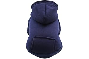 TONSEE ACCESSOIRE Haustier Kleidung Herbst – Kapuzenpullover für Welpen, Mädchen, mittelwarm, Hund mit Tasche, Kleidung, Junge für kleine Fleece-Pullover, Winter, Hunde, Hundepullover Weihnachten (Navy, XXL)