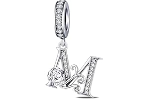 HappyStar 925 Sterling Silver Letter Charms Rose Alphabet Initial Charms Beads Dangle Pendants Compatible Pandora Charms Bracelets Jewelry Gifts for Women