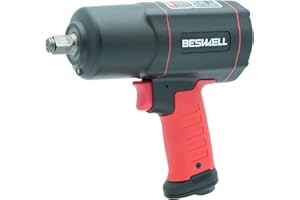 BESWELL BW-112K-Visseuse pneumatique à chocs - couple de desserrage maxi 2230 Nm, carré 12,5 mm (1/2 pouce) - visseuse pneumatique à faibles vibrations pour le serrage et le desserrage de vis'-Garantie 2 Ans