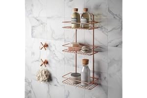 Metaltex Reflex Copper-Estante Mural, 3 Pisos, 53 x 26 x 13 cm, Cobre