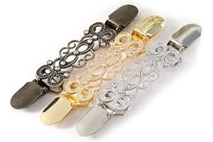 Cardigan Clips, Homkeen Vintage Cardigan Shawl Clips, 3 Pcs Dress Clips Back Cinch, Scarf Clip, Creative Alloy Collar Clip, Clip for Women Girls Ladies Party Clothing Decoration Gifts(3 Colors)