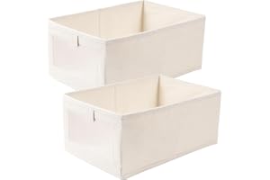 Dachiy Cajas Almacenaje Tela, Juego De 2 Caja Almacenaje Ropa, Cajas Plegables De Almacenamiento, Caja De Almacenamiento Con Ventana Transparente, Puede Almacenar Armario, Libros (40 X 27 X 17 Cm)