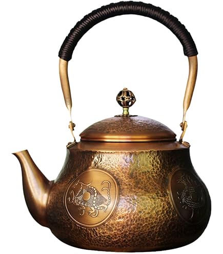 Kupfer Teekessel 1,7 Liter Retro - Handgefertigter Wasserkocher Für Induktion & Gas
