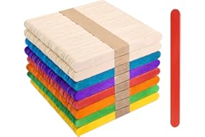 ‎VGOODALL VGOODALL 400 Stück Eisstiele Holz, Bunte Holzstäbchen für Basteln, DIY-Projekte, Party-Deko & Kunsthandwerk