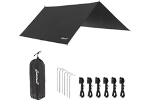 Clostnature Waterproof Camping Tarp - 293 x 305 cm Rain Fly Tent Tarp, Heavy Duty Hammock Cover, Lightweight Camping Shelter Awning for Outdoor, Hiking, Sunshade, Rain, Snow - No pole included