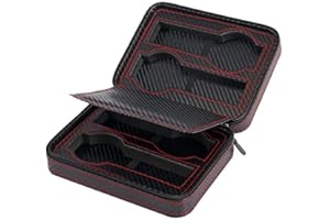 MAESTRORELOJERO MR Maestro Relojero - Astuccio Porta 4 Orologi in Fibra di Carbonio PU | Contenitore ZIP Viaggio | Cassetto Porta Orologi | Chiusura a Cerniera