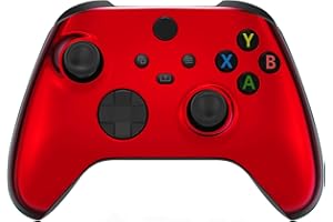 eXtremeRate Front Case für Xbox Core Controller, Custom glänzende Gehäuse DIY-Ersatz Hülle Shell Zubehör Set für Xbox Series X/S Modell 1914(Chrome Rot)-KEIN Controller