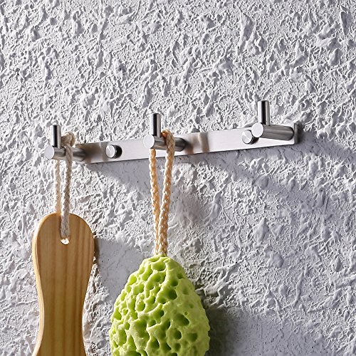 KES SUS304 Edelstahl Haken Haken Rackschiene mit 3 Haken Wandhalterung, Gebürstet - 4