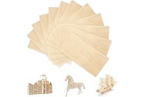 MoTrent 20 Pack Balsa Wood Sheets 200 x 100 x 2 mm Thin Natural Wood Color Unfinished Wooden Sheets Board for Craft Making Mini House Airplane Ship Boat Wooden Plate Model