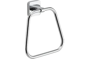 GEDY | Porta Asciugamani ad Anello Tonga, Appendi Asciugamani in Acciaio Inox e Cromall, Fissabile con Viti Incluse o Biadesivo, Cromato, 17x4,6x16cm