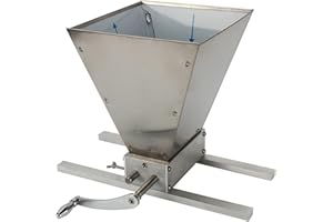 TRIEBAN 2 Walzen Getreidemühle Manuelle Edelstahl 3,6kg/min Schrotmühle Malzmühle mit Kurbelgriff, Maismühle Grainmühle, Grain Crusher Malt Mill für Weizen Sesam Malz (Mit Aluminiumbasis & Mit Regelventil)