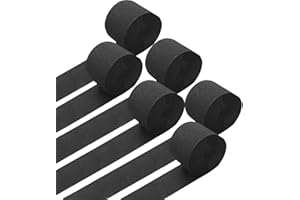 Ainmto 6 Rollen Schwarz Krepppapier, Kreppbänder, Krepppapier Luftschlangen Dekoration(4.5 cm x 25 m)