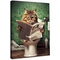 Allecto Plus - Grappige Zwarte Kat Badkamer Kunst Aan De Muur Kat Decoratie Leuke Katten Poster Toilet Interieur Decor 12 X 16 In Niet Ingelijst
