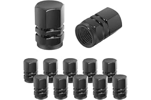 CGEAMDY Tapa de Válvula de Neumático, 12 Piezas Cubrepolvo de Aluminio para Rueda de Coche, Impermeable y Resistente, Válvula de Neumático Universal para Coches, Camiones, Motos, SUVs (Negro)