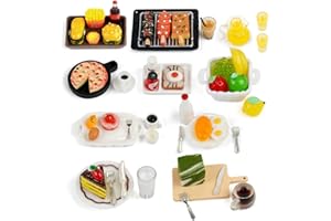 CADIMUS Miniatur Essen und Trinken，51 Teiliges Miniatur Harz Lebensmittel Spielzeug，puppenhaus zubehör，mini-küchenspielzeuge，mini küche kleine kuchendekoration