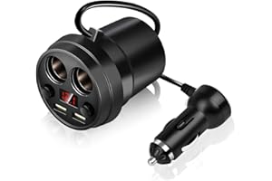 Yosoo Health Gear Rozdzielacz Zapalniczki Samochodowej, Podwójna ładowarka USB 12/24V Uchwyt na Kubek Zapalniczki Wielofunkcyjna Zapalniczka do Telefonu Tablet PC