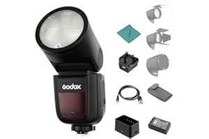 Godox V1F Professional Camera Flash Speedlite Speedlight Round Head Wireless 2.4G for Fuji Fujifilm X-Pro2 X-T20 X-T2 X-T1 GFX50S GFX50R Cameras for Wedding Portrait Studio Photography