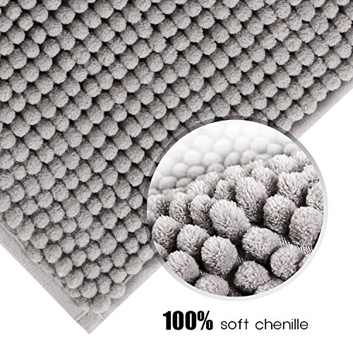 Lifewit Rutschfeste Badematte 50x80cm Badteppich aus Mikrofaser Chenille Teppich für Badezimmer Grau - 2