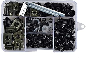 Torcarvh Motorrad Verkleidung Schrauben Kit Schrauben 177 Stück Karosserie Schrauben Mutter Ersatz CNC Legierung M6 M5 Motorräder Bolzen Clip Mutter für Motorrad Auto Zubehör (177 PCS-Schwarz)