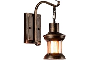 Luling Vintage Glass Wall Sconce Fixtures, Rustic Nordic Glass Wall Light Fixtures Retro Metal Black Painting Color Wall lamp for Restaurant Home Bar Bedroom Bedside Corridor Decorate (No Bulb)