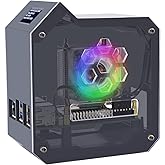 GeeekPi Mini Tower Kit für Raspberry Pi 5, Raspberry Pi 5 Gehäuse mit Ice Tower Cooler Active Kühler, 0.96'' OLED Modul, RGB 