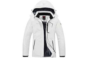 donhobo Womens Waterproof Jacket Winter Warm Fleece with Hood Windproof Camping Hiking Coat