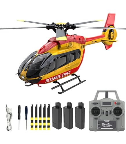 WYFTOY RC ERA C138 BELL 206 Hélicoptère 2,4 G 6 Canaux Sans Hélicoptère Avec Maintien D'altitude échelle 1/33 (version RTF/rouge/noir Et Blanc