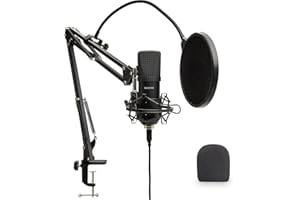 Auronic USB Mikrofon PC - Gaming Mikrofon mit Arm - Gaming Microphone PC - Podcast Mikrofon - PC Mikrofon - Streaming Mikrofon - Microfon - Kondensatormikrofon - Kondensator Mikrofon - Mikro - Schwarz