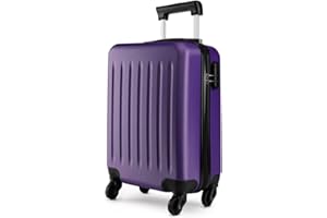 KONO Hartschale Koffer Trolley Rollkoffer Zwillingsrollen ABS Handgepäck Bordgepäck 4 Rollen, 48cm 20 Zoll(Violett)