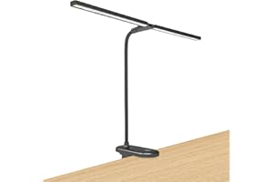 deaunbr LED Reading Light with Clip, Desk Lamp 48 LEDs 2600mAh Battery USB Rechargeable Book Lights Stepless Adjustable Brightness Eye Protection Table Lamps for Bed Headboard, Home, Office - Black