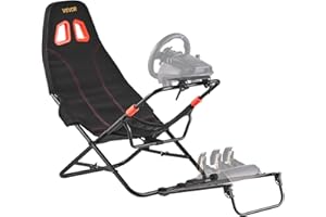 VEVOR Support de Volant de Course Cockpit de Simulateur de Conduite Portable Pliable Réglable, Siège 470 mm, Compatible avec Logitech G923/G920/G29, Thrustmaster T248P, Fanatec, Hori, Mad Catz, Noir