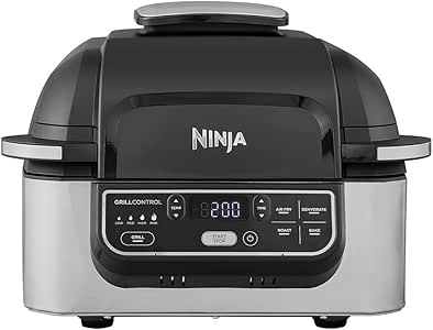 Ninja Foodi Health Grill and Air Fryer [AG301UK] 5.7 Litres, Brushed