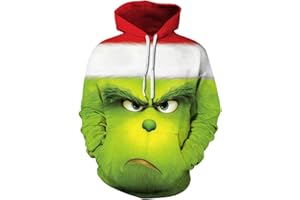 OLIPHEE Mens Ugly Christmas Party Stylish Funny Hoodie Xmas 3D Full Printed Pullover Sweatshirt