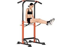 SDHYL Power Tower, barra per trazioni, dip station, altezza regolabile, per allenamento addominale, per principianti