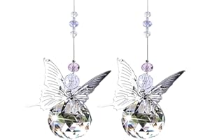 QUNKUN 2 Piezas Colgante de Bolas Cristal,Suncatcher,Bolas de Cristal, Cristal arcoíris, Colgantes de Cristal, Bola de Cristal Colgante de Cristal