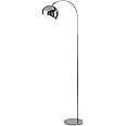 Lighting Collection Modern and Sleek 1 Light Rotary Arch Floor Lamp with Adjustable Dome Shaped Shade, Chrome