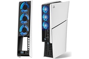 JUSPRO Cooling Fan for PS5 Slim, Upgraded Quiet Cooler Fan with LED Light for PS5 Slim Console Digital & Discs Edition