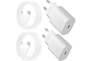 POWERSKY (2Pack) Szybka ładowarka USB C z kablem 1,5 m kompatybilny z Samsung S23/ S22/ S22 Plus/ S21 FE/ S21 Ultra/ S20 Plus/ ZFlip4/ Note20/ A54/ A53/ A52/ A34/ A11 4-A13 , Ładowarka do Samsung 25W