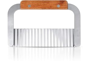 YOYUSH Potato Chipper, Stainless Steel Crinkle Cutter, Wavy Blade Chips Cutter Crinkle Slicer Vegetable Chopper (Silver)