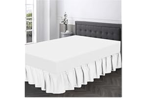 GC GAVENO CAVAILIA Plain Dyed Valance Fitted Sheet-Polycotton Soft Bedsheets For King Size Bed- Frill Bedding Base Wrap Valance Sheet- White