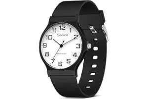 SOCICO Analogue Watch for Women Men, Waterproof Watch for Swimming, Easy Read Quartz Minimalist Ladies Wrist Watches with Silicone Strap