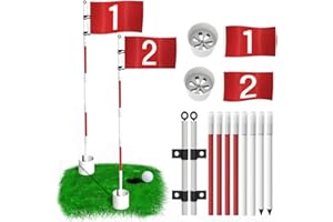 THIODOON Bandera de golf de 6 pies, taza y bandera desmontables para hoyos de golf para campo de prácticas, fibra de vidrio antioxidante, con conectores (juego de asta de bandera, paquete de 2)