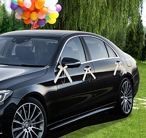 Yahee 50x Schleifen Satinband Dekoschleifen Geschenkband Weihnachten hochzeit (Creme) - 5